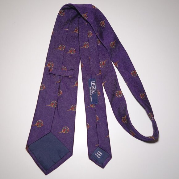 Vintage Ralph Lauren 100% Silk Embroidered Pheasant Tie Hand Made In Italy - Picture 4 of 7